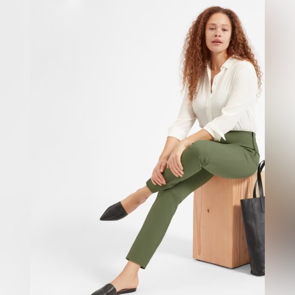 Everlane Pant Women's Size 8 US Dark Forest Green Stretch Cotton "The Side-Zip" - Picture 11 of 15